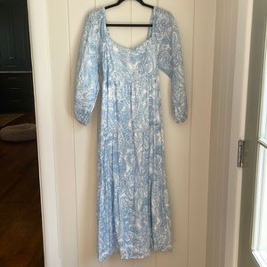 Faithfull Linen tiered midi dress - L - worn once